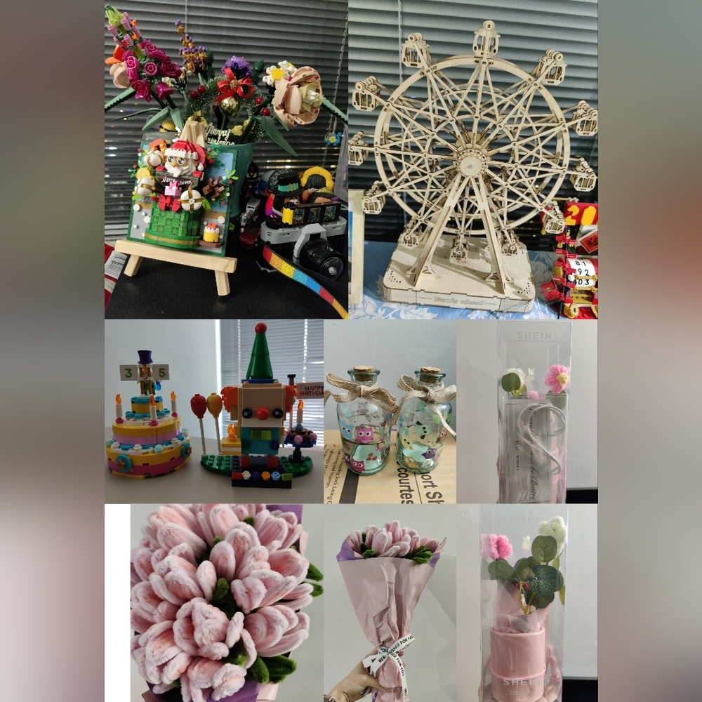 Home Decorations - lego, rolife, crochet bouquets